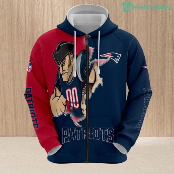 New England Patriots Hoodie 3D Style Mascot Hoodie 3D All Over Print Set Hoodie And Long Pant Product Photo 1