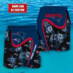 New England Patriots NFL Floral Hawaiian Shirt And Beach Shorts Custom Name For Fans Product Photo 2