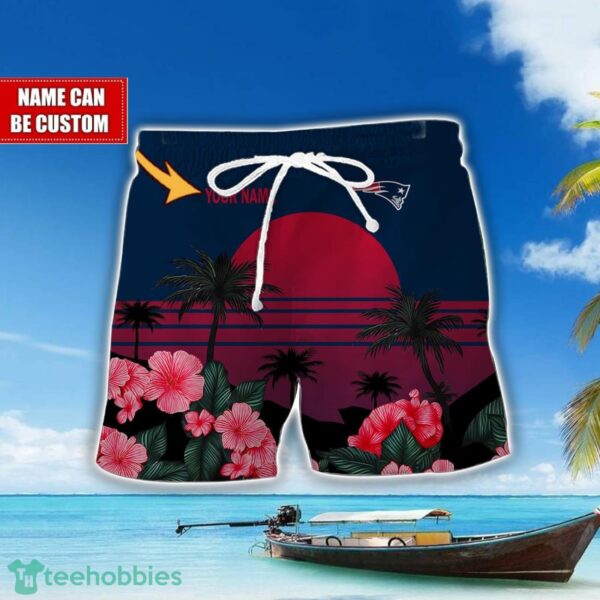 New England Patriots NFL Team Hawaiian Shirt And Shorts Floral Beach Pattern Custom Name Product Photo 2