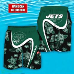 New York Jets NFL Floral Hawaiian Shirt And Beach Shorts Custom Name For Fans Product Photo 2