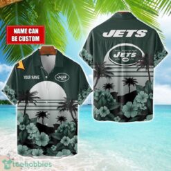 New York Jets NFL Team Hawaiian Shirt And Shorts Floral Beach Pattern Custom Name Product Photo 1