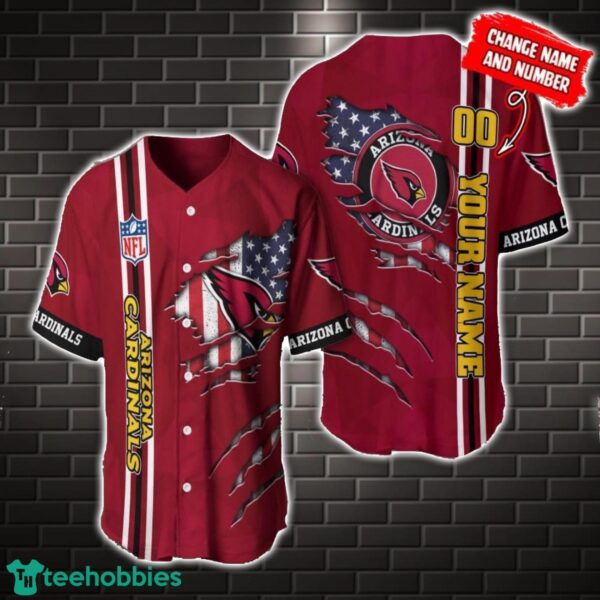 NFL Arizona Cardinals America Flag Baseball Jersey Personalized Name And Number Product Photo 1