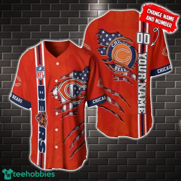 NFL Chicago Bears America Flag Baseball Jersey Personalized Name And Number Product Photo 1