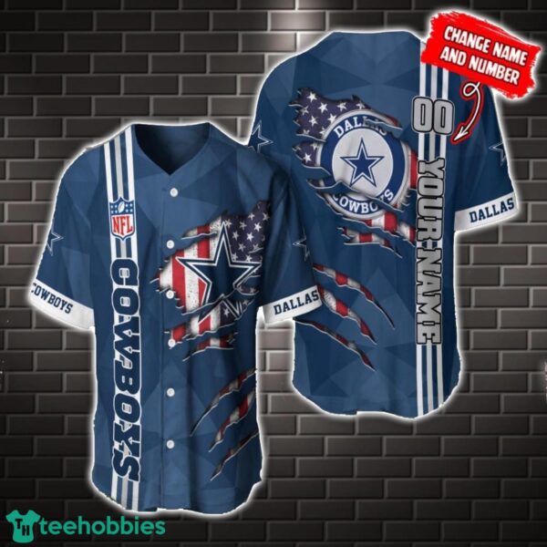 NFL Dallas Cowboys America Flag Baseball Jersey Personalized Name And Number Product Photo 1