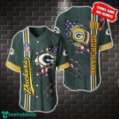 NFL Green Bay Packers America Flag Baseball Jersey Personalized Name And Number Product Photo 1