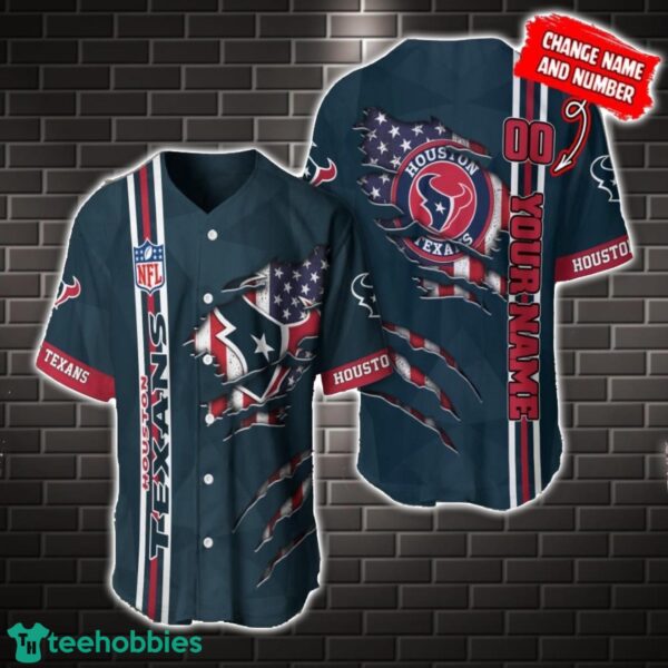 NFL Houston Texans America Flag Baseball Jersey Personalized Name And Number Product Photo 1