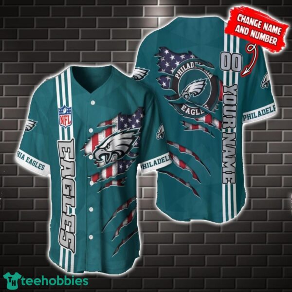NFL Philadelphia Eagles America Flag Baseball Jersey Personalized Name And Number Product Photo 1