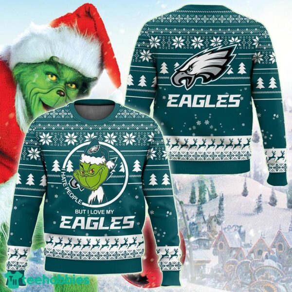 NFL Philadelphia Eagles Grinch I Hate People But I Love Ugly Christmas Sweater 2024 Gift Holidays For Men And Women - 040724-120318