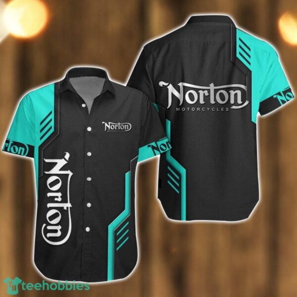 Norton Logo Mix Light Blue and Black Color Hawaiian Shirt For Men And Women Product Photo 1