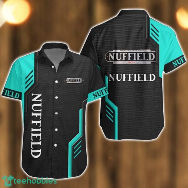 Nuffield Logo Mix Light Blue and Black Color Hawaiian Shirt For Men And Women Product Photo 1