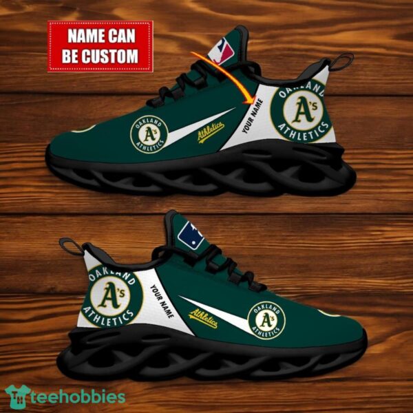 Oakland Athletics Team Logo Personalized Name MLB Max Soul Shoes For Men Women Sport Gift Product Photo 2