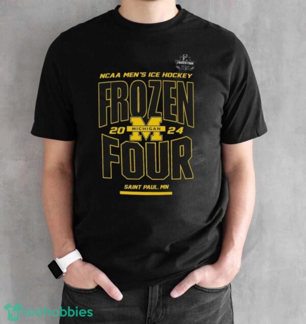 Official Michigan Wolverines NCAA Men’s Ice Hockey Frozen Four 2024 Shirt - Black Unisex T-Shirt