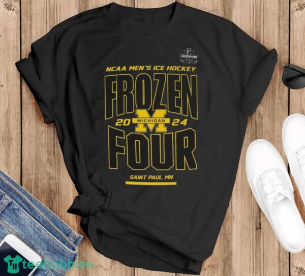 Official Michigan Wolverines NCAA Men’s Ice Hockey Frozen Four 2024 Shirt - Black T-Shirt