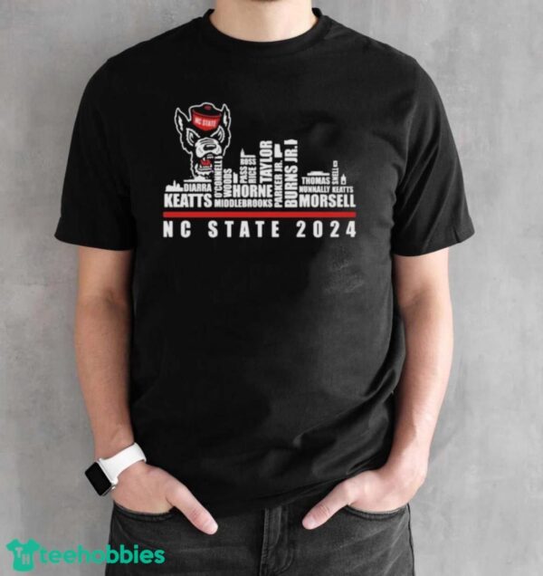 Official NC State Wolfpack Skyline Players Name 2024 Shirt - Black Unisex T-Shirt