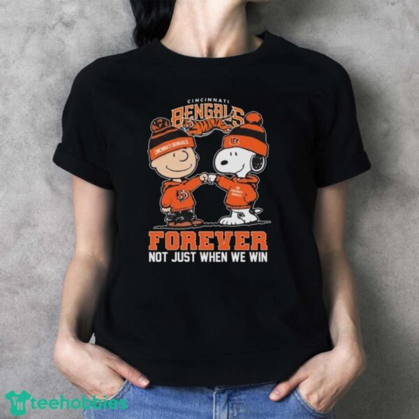 Official Official Peanuts Snoopy And Charlie Brown Cincinnati Bengals Forever Not Just When We Win Shirt - Ladies T-Shirt