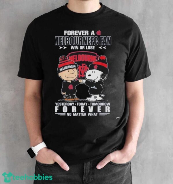 Official Original Snoopy And Charlie Brown Forever A Melbournefc T-Shirt - Black Unisex T-Shirt