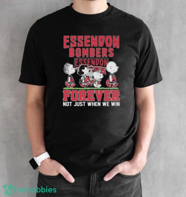 Official Peanuts Character AFL Essendon Bombers Forever Not Just When We Win Shirt - Black Unisex T-Shirt