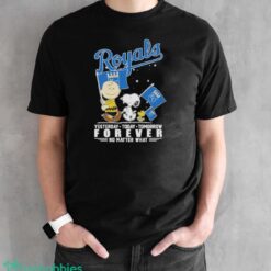 Official Peanuts Characters Kansas City Royals Yesterday Today Tomorrow Forever No Matter What Shirt - Black Unisex T-Shirt