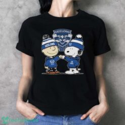 Official Peanuts Snoopy And Charlie Brown Geelong Cats Shirt - Ladies T-Shirt