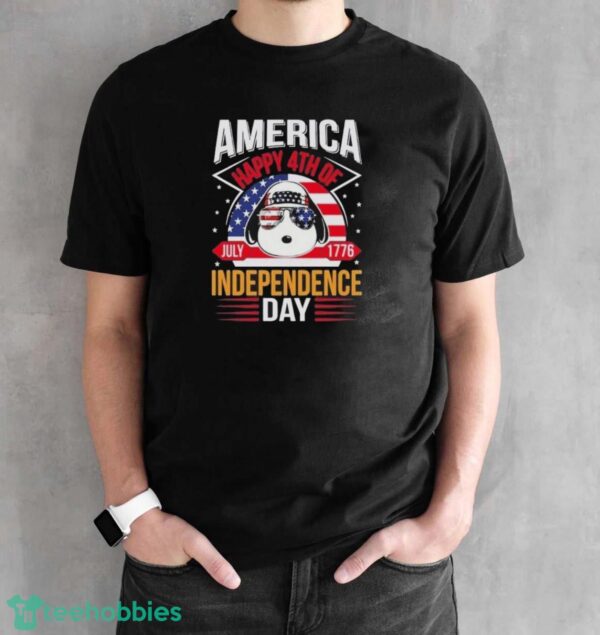Official Snoopy America Independence Day Happy 4th Of July shirt - Black Unisex T-Shirt