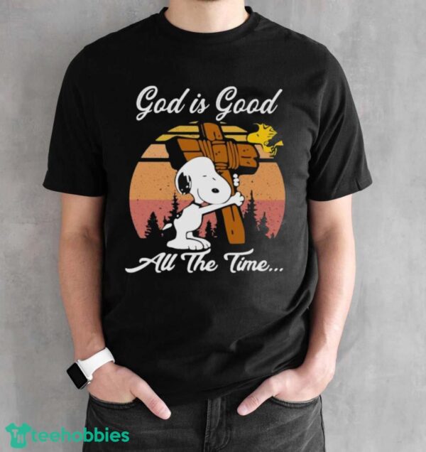 Official Snoopy And Woodstock God is good all the time vintage retro shirt - Black Unisex T-Shirt