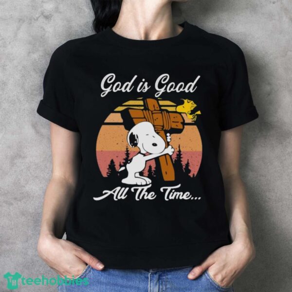 Official Snoopy And Woodstock God is good all the time vintage retro shirt - Ladies T-Shirt