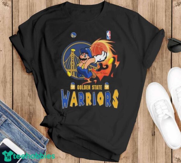 Official Super Mario Basketball Golden State Warriors Shirt - Black T-Shirt