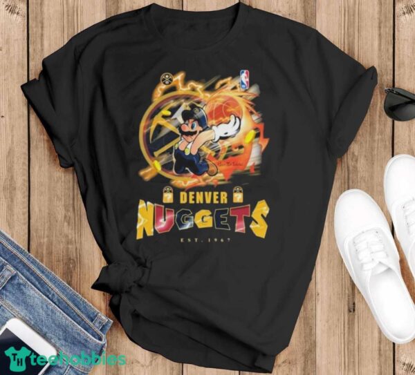 Official Super Mario Full Power Basketball Denver Nuggets Shirt - Black T-Shirt