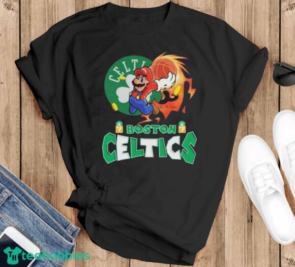 Official Super Mario NBA Basketball Boston Celtics Shirt - Black T-Shirt