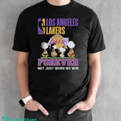 Official The Peanut Characters Abbey Road Los Angeles Lakers Forever Not Just When We Win Shirt - Black Unisex T-Shirt