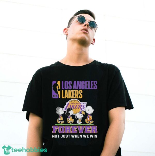 Official The Peanut Characters Abbey Road Los Angeles Lakers Forever Not Just When We Win Shirt - G500 Gildan T-Shirt