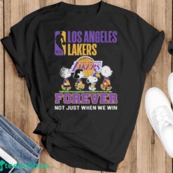 Official The Peanut Characters Abbey Road Los Angeles Lakers Forever Not Just When We Win Shirt - Black T-Shirt