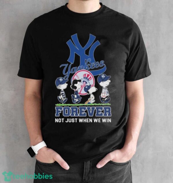 Official The Peanut Characters Abbey Road New York Yankees Forever Not Just When We Win Shirt - Black Unisex T-Shirt