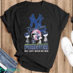 Official The Peanut Characters Abbey Road New York Yankees Forever Not Just When We Win Shirt - Black T-Shirt