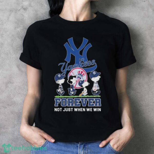 Official The Peanut Characters Abbey Road New York Yankees Forever Not Just When We Win Shirt - Ladies T-Shirt