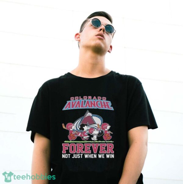 Official The Peanuts Movie Characters Colorado Avalanche Forever Not Just When We Win Shirt - G500 Gildan T-Shirt