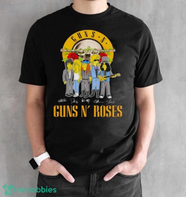 Official The Simpson Gun N’ Roses Signatures Shirt - Black Unisex T-Shirt