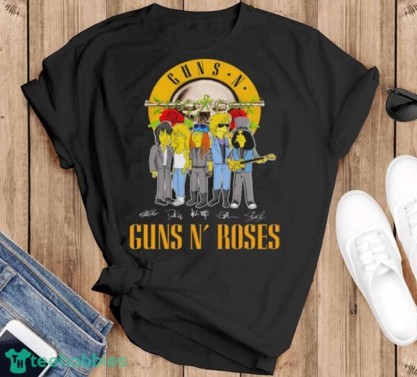 Official The Simpson Gun N’ Roses Signatures Shirt - Black T-Shirt