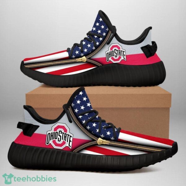 Ohio State BuckeyesFlag Pattern Yeezy Sneakers For Men And Women Product Photo 1