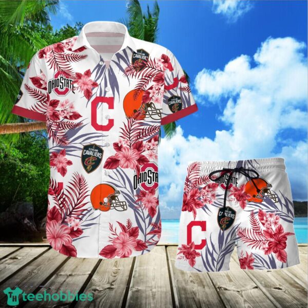 Ohio State Buckeys Cleveland Cavaliers Cleveland Indians Cleveland Browns Combo Hawaiian Shirt And Shorts Product Photo 1