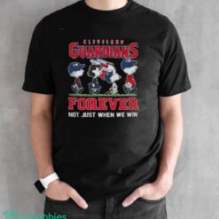 Original Peanuts Characters X Cleveland Guardians Forever Not Just When We Win Logo 2024 T-Shirt - Black Unisex T-Shirt