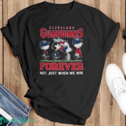 Original Peanuts Characters X Cleveland Guardians Forever Not Just When We Win Logo 2024 T-Shirt - Black T-Shirt