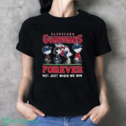 Original Peanuts Characters X Cleveland Guardians Forever Not Just When We Win Logo 2024 T-Shirt - Ladies T-Shirt