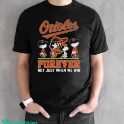 Peanuts Characters Abbey Road Baltimore Orioles Forever Not Just When We Win Shirt - Black Unisex T-Shirt