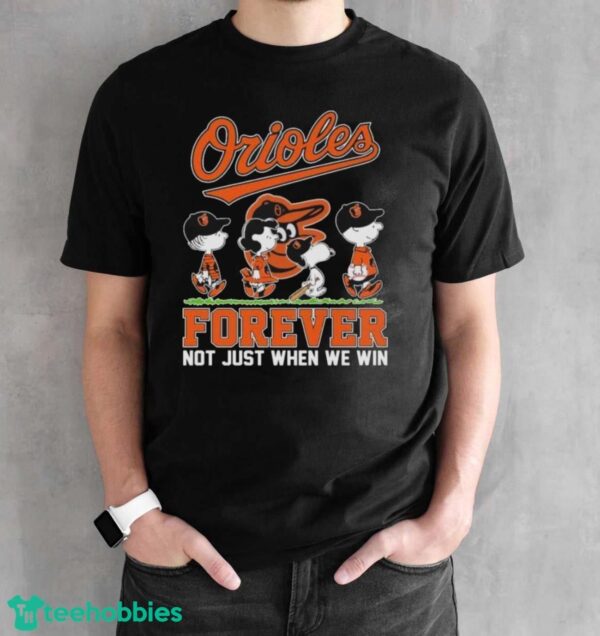 Peanuts Characters Abbey Road Baltimore Orioles Forever Not Just When We Win Shirt - Black Unisex T-Shirt