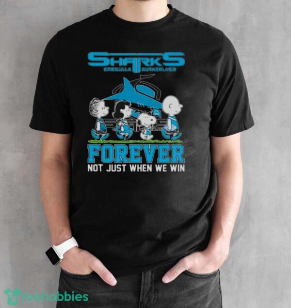 Peanuts Characters Abbey Road Cronulla Sutherland Sharks Forever Not Just When We Win Shirt - Black Unisex T-Shirt