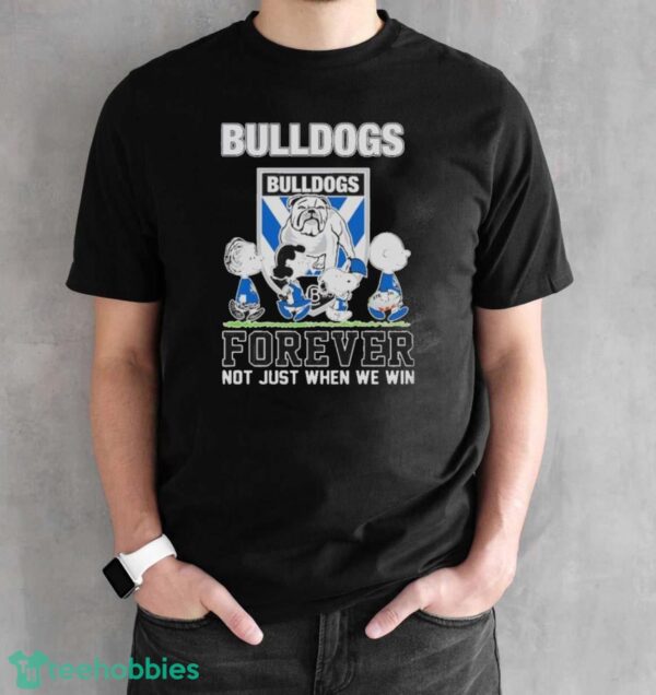 Peanuts Characters Walking Canterbury-Bankstown Bulldogs Forever Not Just When We Win Shirt - Black Unisex T-Shirt