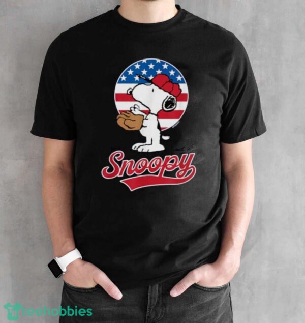 Peanuts - Snoopy Americana Baseball T-Shirt - Black Unisex T-Shirt