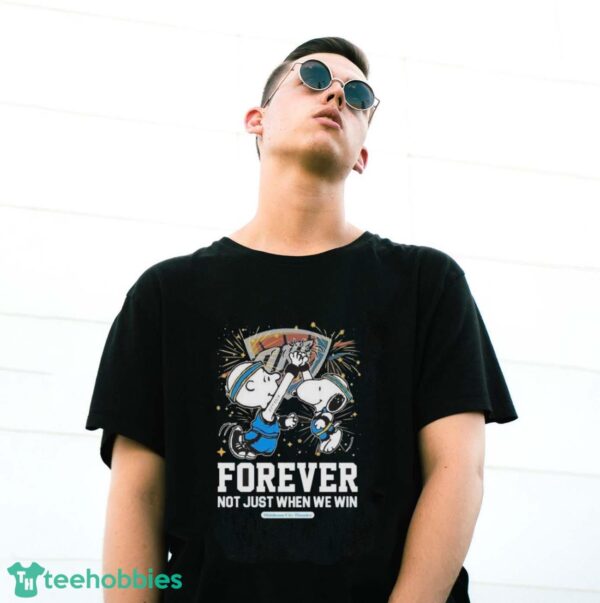 Peanuts Snoopy And Charlie Brown High Five Oklahoma City Thunder Forever Not Just When We Win 2024 Shirt - G500 Gildan T-Shirt