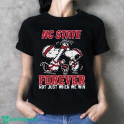 Peanuts Snoopy And Charlie Brown NC State High Five Forever Not Just When We Win Shirt - Ladies T-Shirt